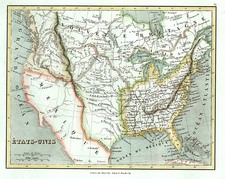 United States, Texas and Mexico Map By Binet