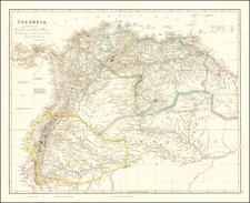 Colombia, Guianas & Suriname, Peru & Ecuador and Venezuela Map By John Arrowsmith