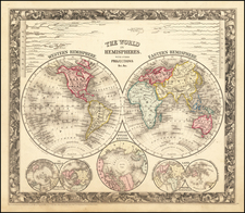 World Map By Samuel Augustus Mitchell Jr.