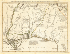 South, Louisiana, Alabama, Mississippi, Tennessee, Southeast, Georgia and American Revolution Map By Antonio Zatta