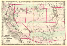 Southwest, Arizona, Utah, Nevada, New Mexico, Rocky Mountains, Utah and California Map By Alvin Jewett Johnson  &  Ross C. Browning