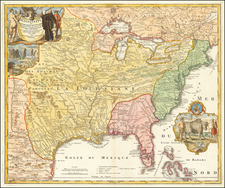 United States, South, Southeast, Texas, Midwest, Plains and Southwest Map By Johann Baptist Homann