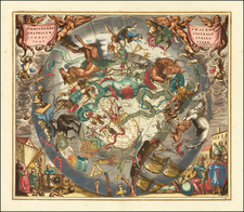 Eastern Hemisphere, Polar Maps and Celestial Maps Map By Andreas Cellarius