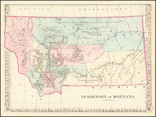 Rocky Mountains and Montana Map By Samuel Augustus Mitchell Jr.