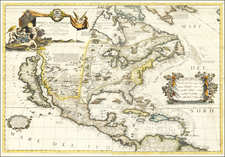 United States, Texas, Midwest, Southwest, North America and California as an Island Map By Vincenzo Maria Coronelli