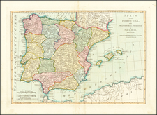 Spain, Portugal and Balearic Islands Map By Samuel Dunn
