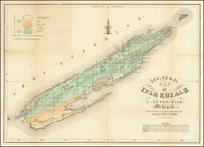 Michigan Map By Josiah Dwight Whitney  &  John Wells Foster