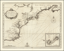 New England, New York State, Mid-Atlantic and Southeast Map By Joannes De Laet