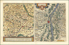 France and Germany Map By Abraham Ortelius