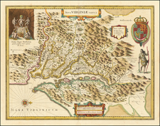 Maryland, Southeast and Virginia Map By Henricus Hondius