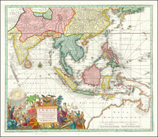 India, Southeast Asia, Philippines and Australia Map By Matthaus Seutter