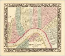 Louisiana Map By Samuel Augustus Mitchell Jr.