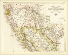 Texas, Southwest, Rocky Mountains, Mexico and California Map By Joseph Meyer