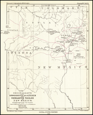 Southwest, Arizona, New Mexico and Rocky Mountains Map By Augustus Herman Petermann