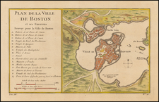 Massachusetts and Boston Map By Jacques Nicolas Bellin