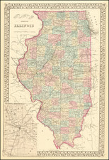 Illinois Map By Samuel Augustus Mitchell Jr.