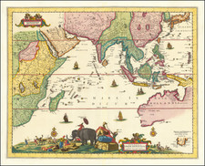 Indian Ocean, China, India, Southeast Asia, Philippines, Middle East, Africa, East Africa and Australia Map By Carel Allard