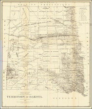 North Dakota and South Dakota Map By General Land Office