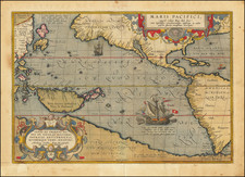 Western Hemisphere, Polar Maps, Japan, Pacific, Australia and America Map By Abraham Ortelius