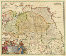 Russia, Central Asia & Caucasus and Russia in Asia Map By Johann Baptist Homann