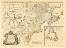 United States, New England, Mid-Atlantic, Midwest and Canada Map By Didier Robert de Vaugondy