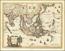 China, India, Southeast Asia, Philippines, Australia and Oceania Map By Matthaus Merian