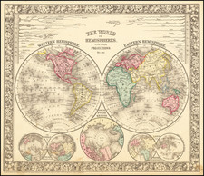 World Map By Samuel Augustus Mitchell Jr.