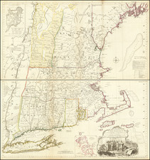 New England, Connecticut, Massachusetts, Rhode Island, Vermont and American Revolution Map By Thomas Jefferys / Bradock Mead