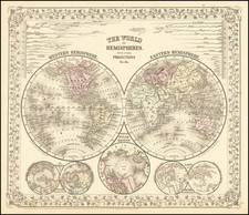 The World In Hemispheres. With Other Projections &c. &c.