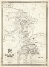 (Kraków, Poland) Plan von Krakau mit podgorze und der nachsten Umgebung.  Herusgegeben und lithogrpahirt von Alexander Kocziczka . . .Olmutz 1847