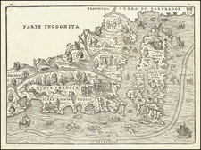 New England, Maine and Canada Map By Giovanni Battista Ramusio / Giacomo Gastaldi