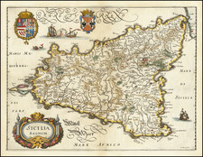 Sicily Map By Matthaeus Merian