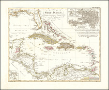 Florida, Caribbean, Hispaniola and Central America Map By Adolf Stieler