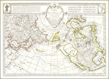 Polar Maps, Alaska, North America, Pacific, Russia in Asia and Canada Map By Philippe Buache / Joseph Nicholas De  L'Isle