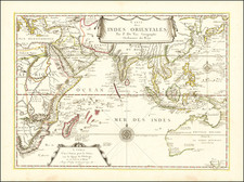 Indian Ocean, India, Southeast Asia, Philippines, Indonesia, East Africa and Australia Map By Pierre Du Val