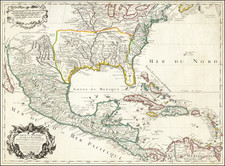 United States, South, Southeast, Texas, Midwest, Southwest and Rocky Mountains Map By Guillaume De L'Isle