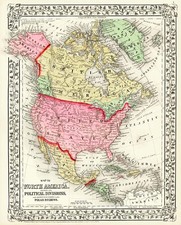 North America Map By Samuel Augustus Mitchell Jr.