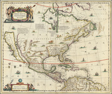 North America and California as an Island Map By Henricus Hondius / Jan Jansson