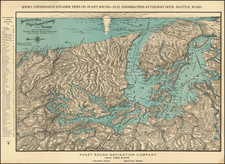 Washington and Canada Map By Puget Sound Navigation Company