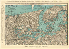 Washington and Canada Map By Puget Sound Navigation Company