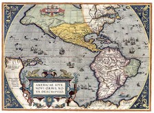 World, Western Hemisphere, South America and America Map By Abraham Ortelius