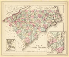 North Carolina and South Carolina Map By Samuel Augustus Mitchell Jr.