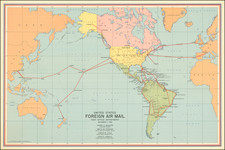 World and World War II Map By Division of Topography, Postmaster General