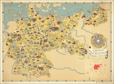 Pictorial Maps, World War II and Germany Map By Riemer