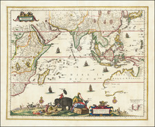 Indian Ocean, China, India, Southeast Asia, Philippines, Middle East, Africa, East Africa and Australia Map By Carel Allard