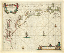 Pas caerte van Nieu Nederlandt en de Engelsche Virginies van Cabo Cod tot Cabo Canrick By Pieter Goos