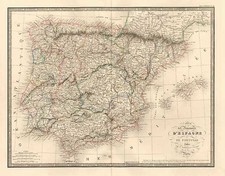 Europe, Spain and Portugal Map By J. Andriveau-Goujon