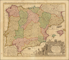 Carte Generale des Royaumes D'Espagne & de Portugal Avec Leurs Principales Divisions . . .  (shows Balearic Islands) By Reiner & Joshua Ottens