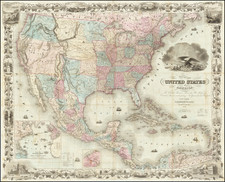 United States and Texas Map By Joseph Hutchins Colton