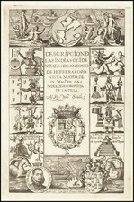 Title Pages and Portraits & People Map By Antonio de Herrera y Tordesillas